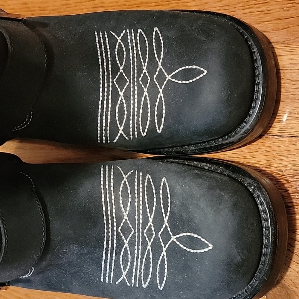 Jeffrey Campbell Black Western Boots with White Embroidery - Picture 9 of 9